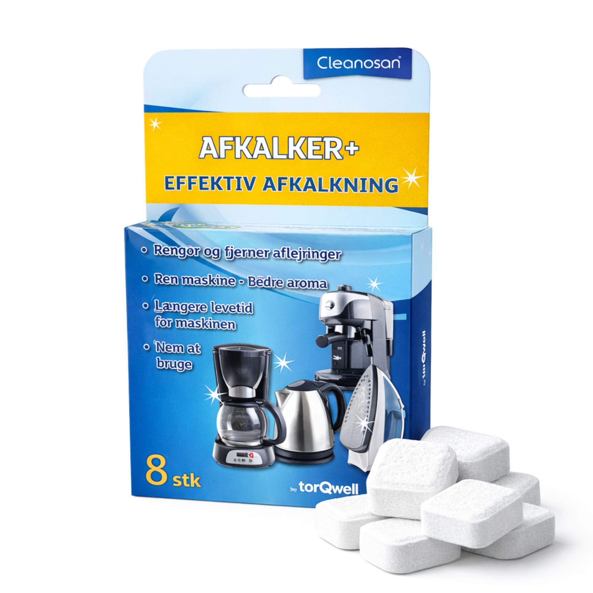 Afkalkningstabletter til kaffemaskine, elkedel og strygejern - 8 stk Afkalkningstabletter til kaffemaskine, elkedel og strygejern - 8 stk